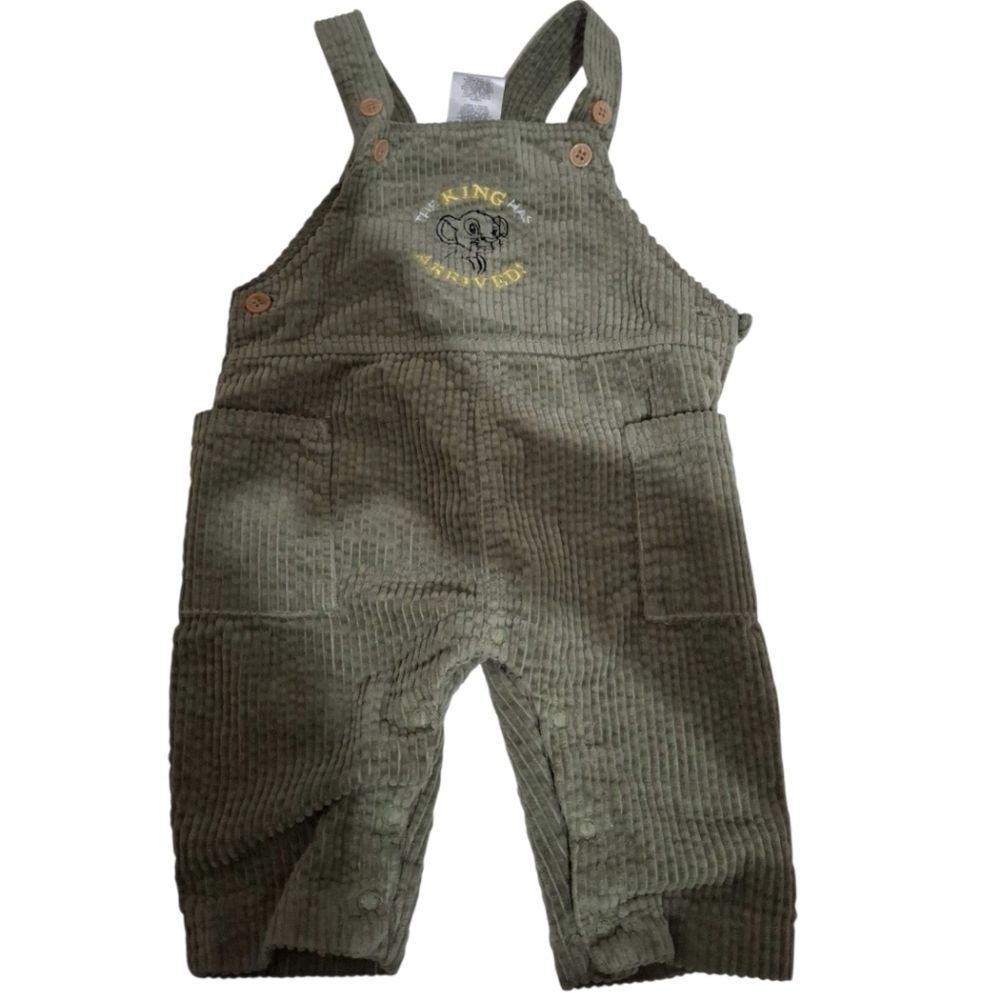 Disney Baby The Lion King Simba Green Corduroy Overalls Size 3/6M